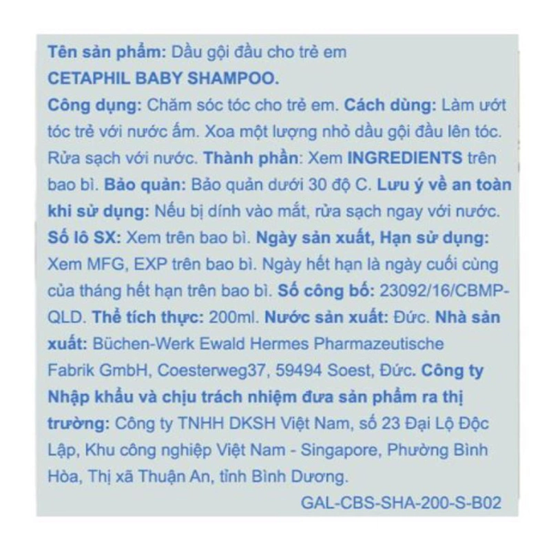 Dầu gội cho bé Cetaphil chiết xuất lô hội và hoa cúc 200 ml (mọi độ tuổi) 5