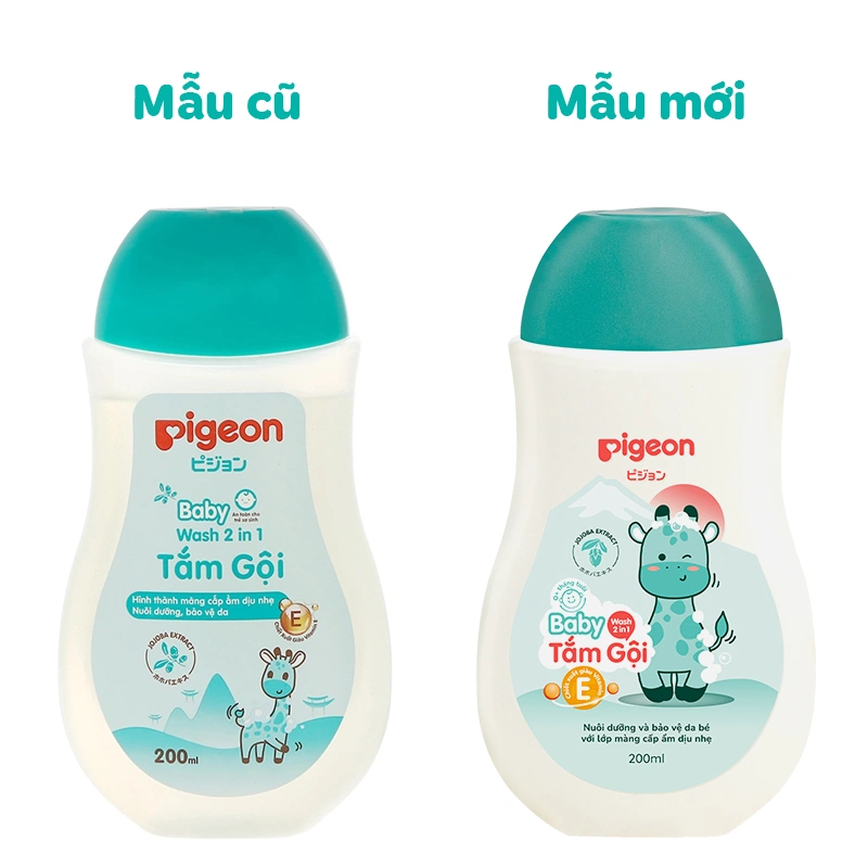 Sữa tắm & gội 2in1 cho bé Pigeon chiết xuất Jojoba 200 ml (mọi độ tuổi) - Giao bao bì ngẫu nhiên 2