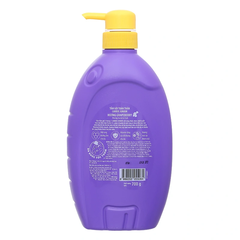 Sữa tắm & gội 2in1 cho bé Carrie Junior hương Grapeberry 700g (từ 2 tuổi) 2