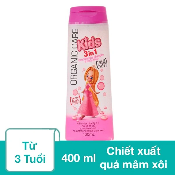Sữa tắm gội & xả 3in1 cho bé Organic Care Berry Bliss chiết xuất quả mâm xôi 400 ml (từ 3 tuổi) 1
