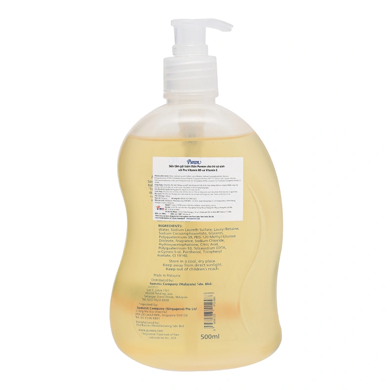 Sữa tắm & gội 2in1 cho bé Pureen Pro Vitamin B5 & Vitamin E hương dịu nhẹ 750 ml (mọi độ tuổi) 6