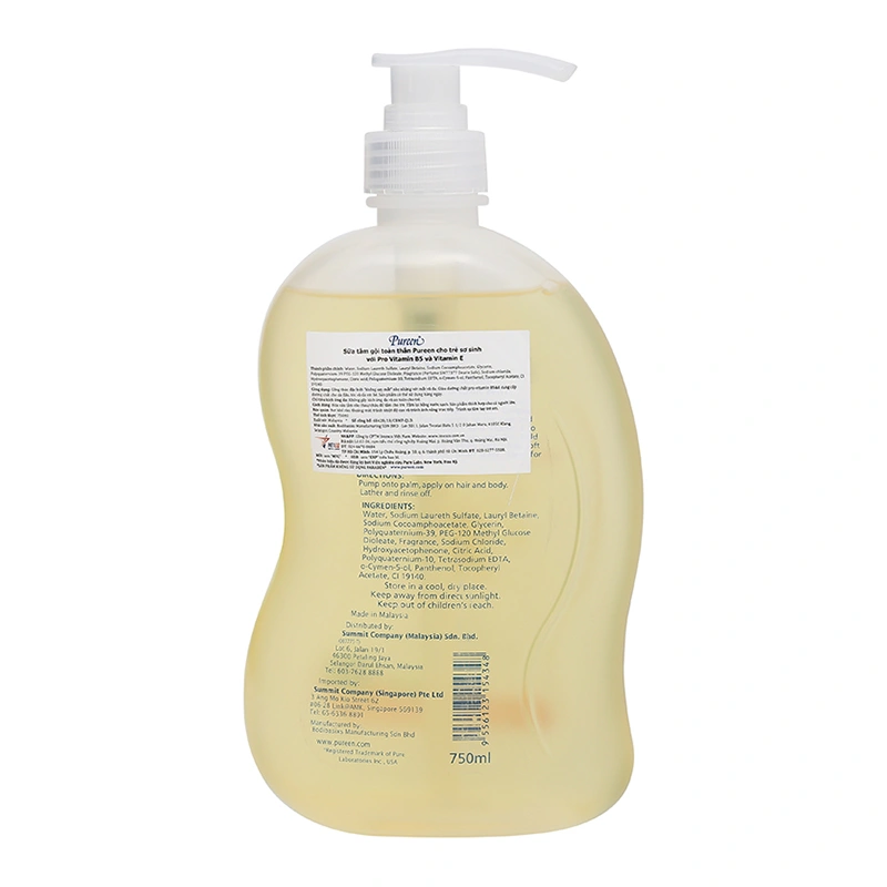 Sữa tắm & gội 2in1 cho bé Pureen Pro Vitamin B5 & Vitamin E hương dịu nhẹ 750 ml (mọi độ tuổi) 2