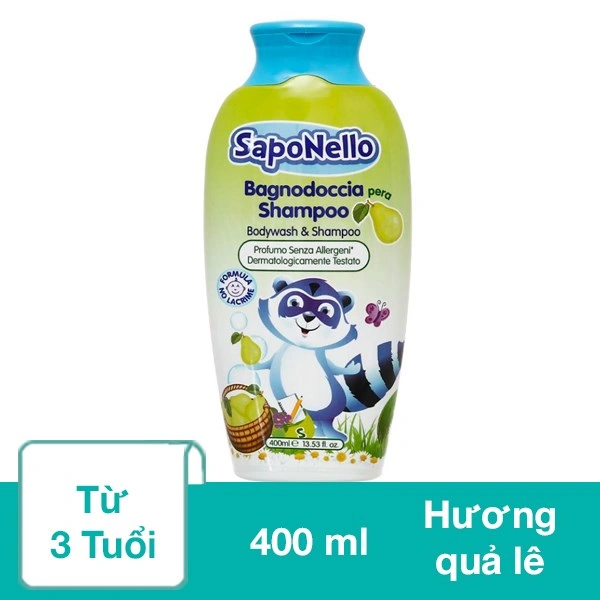 Sữa tắm & gội 2in1 cho bé SapoNello hương quả lê 400 ml (từ 3 tuổi) 1
