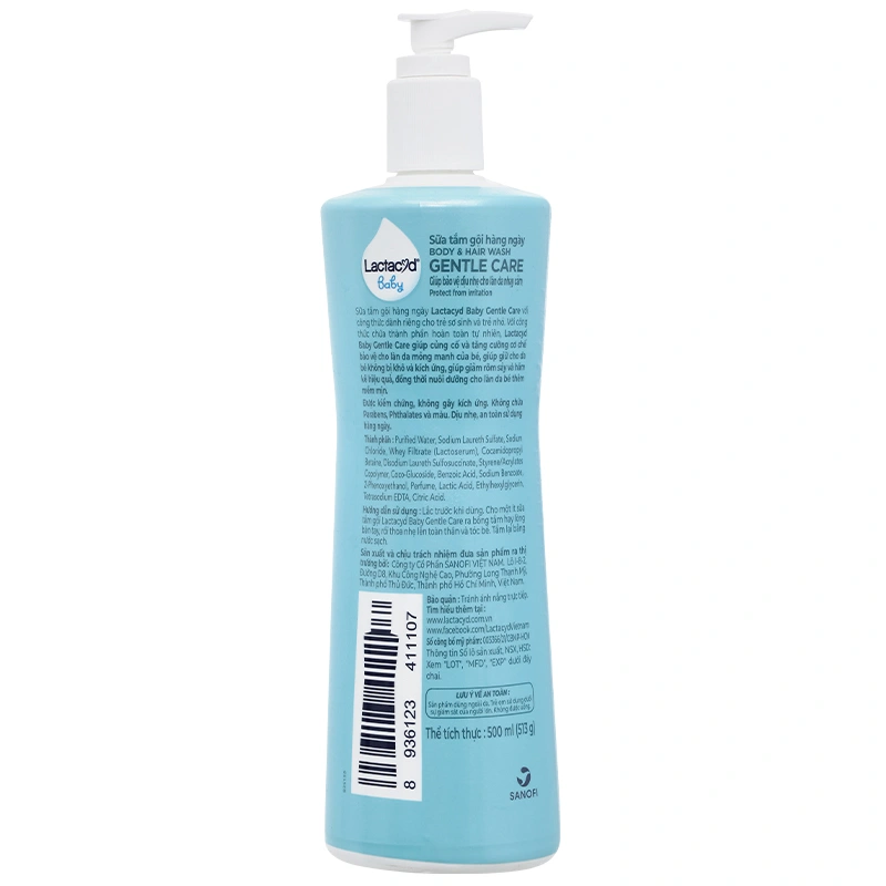 Sữa tắm & gội 2in1 cho bé Lactacyd Gentle Care hương dịu nhẹ 500 ml (mọi độ tuổi) 2