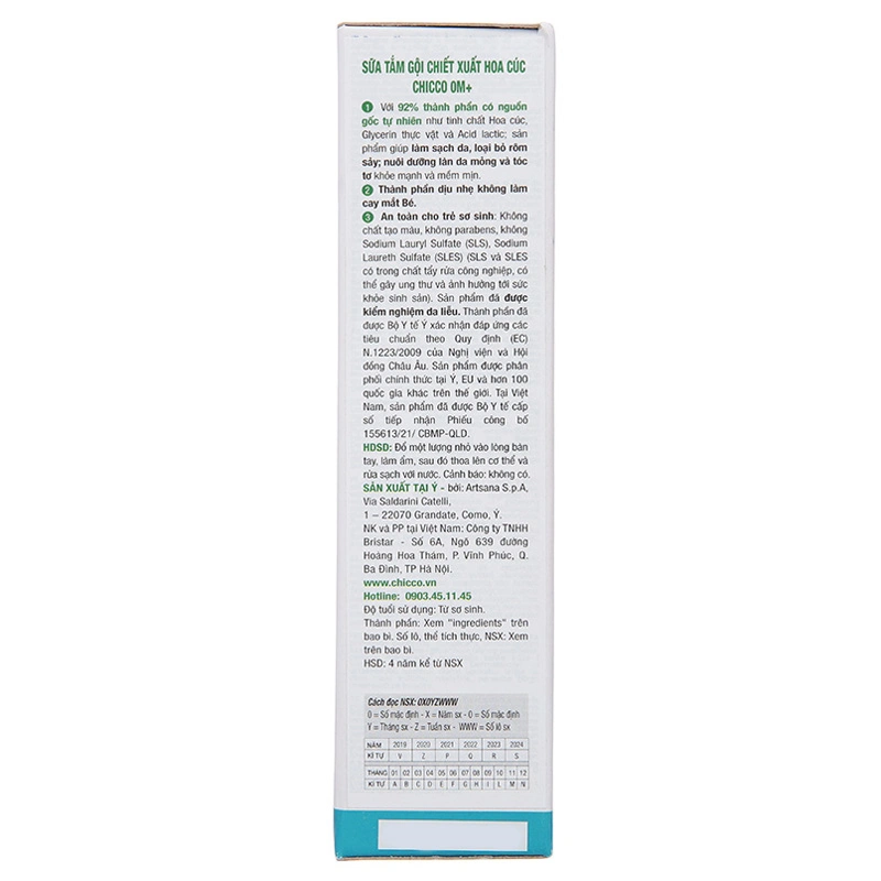 Sữa tắm & gội 2in1 cho bé Chicco chiết xuất hoa cúc 500 ml (mọi độ tuổi) 9