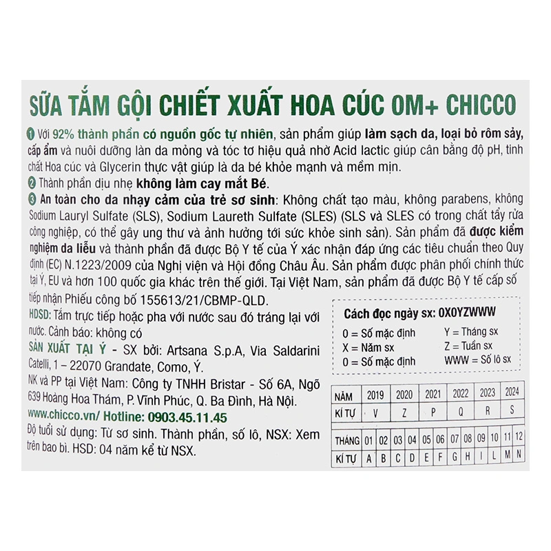 Sữa tắm & gội 2in1 cho bé Chicco chiết xuất hoa cúc 500 ml (mọi độ tuổi) 4