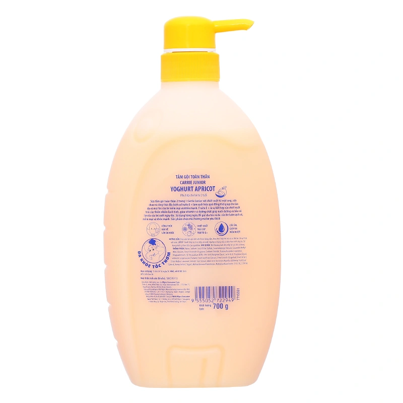 Sữa tắm & gội 2in1 cho bé Carrie Junior Yoghurt Apricot hương mơ tây 700g (từ 2 tuổi) 2