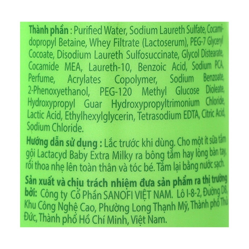 Sữa tắm & gội 2in1 cho bé Lactacyd Extra Milky hương dịu nhẹ 500 ml (mọi độ tuổi) 12