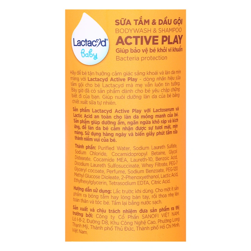 Sữa tắm & gội 2in1 cho bé Lactacyd Active Play hương tự nhiên 250 ml (từ 1 tuổi) 12