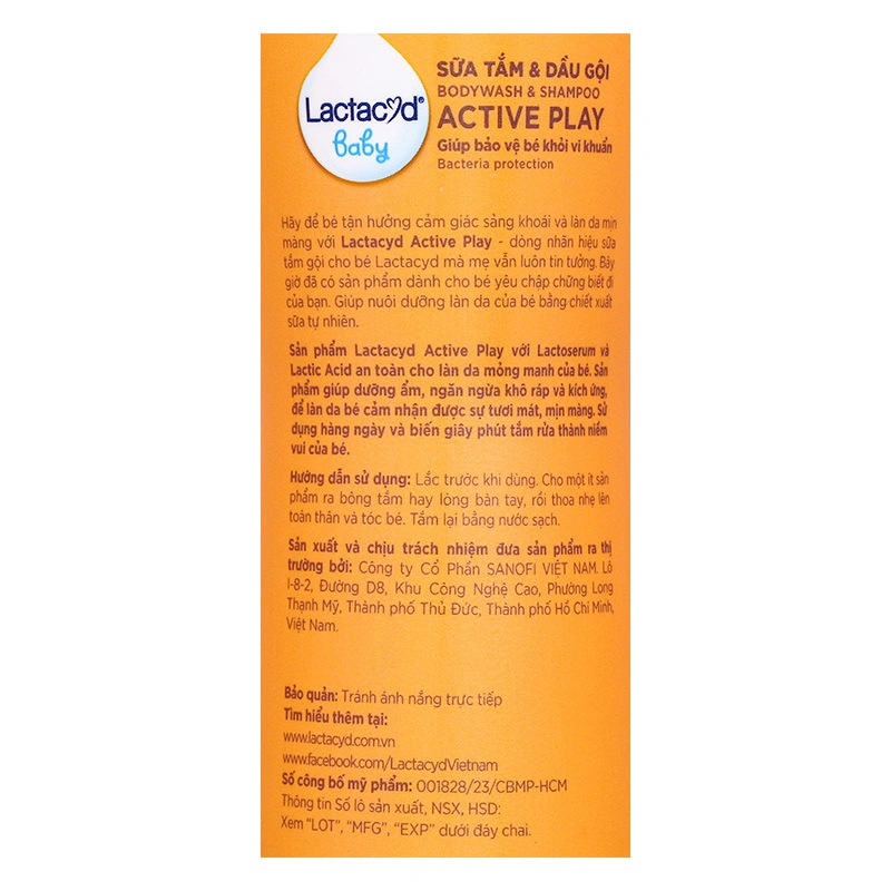 Sữa tắm & gội 2in1 cho bé Lactacyd Active Play hương tự nhiên 250 ml (từ 1 tuổi) 6