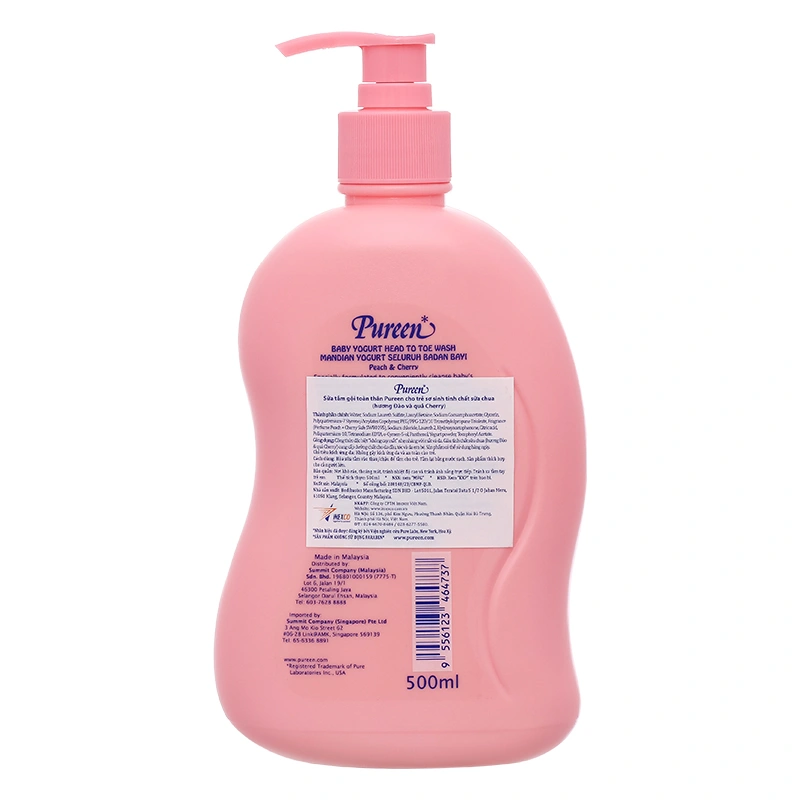 Sữa tắm & gội 2in1 cho bé Pureen tinh chất sữa chua hương đào và cherry 750 ml (mọi độ tuổi) 6
