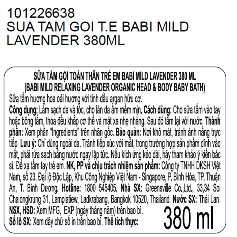 Sữa tắm & gội 2in1 cho bé Babi Mild hương hoa oải hương 380 ml (mọi độ tuổi) 4