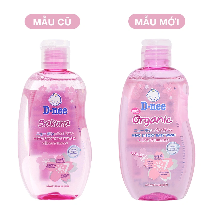 Dầu tắm & gội 2in1 cho bé D-nee Organic chiết xuất hoa anh đào 380 ml (0 - 3 tuổi) 6