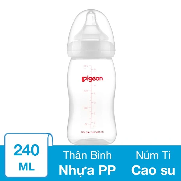 Bình sữa nhựa PP Pigeon SofTouch Plus cổ rộng 160 ml (0 - 1 tháng) 3