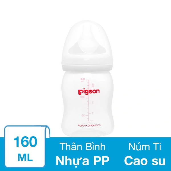 Bình sữa nhựa PP Pigeon SofTouch Plus cổ rộng 160 ml (0 - 1 tháng) 1