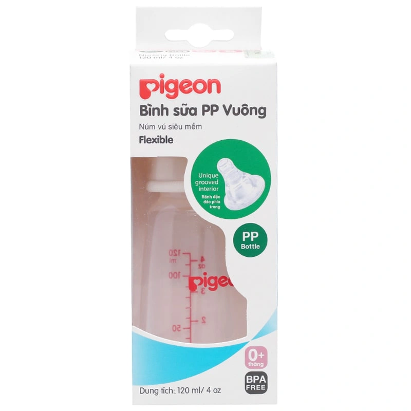 Bình sữa nhựa PP Pigeon vuông cổ hẹp 240 ml (4 - 6 tháng) 11
