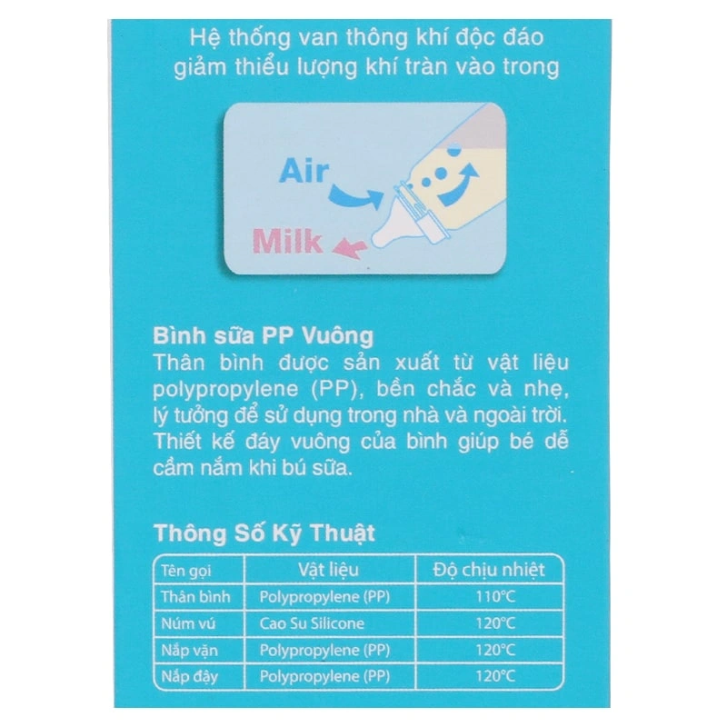 Bình sữa nhựa PP Pigeon vuông cổ hẹp 240 ml (4 - 6 tháng) 14