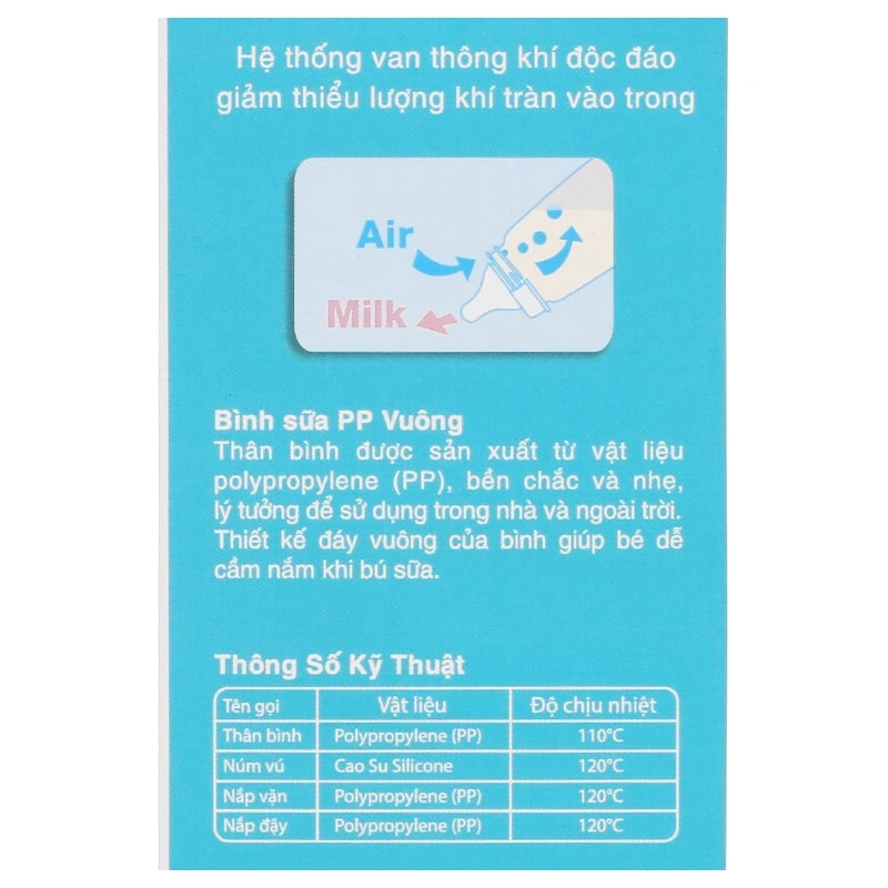 Bình sữa nhựa PP Pigeon vuông cổ hẹp 240 ml (4 - 6 tháng) 8