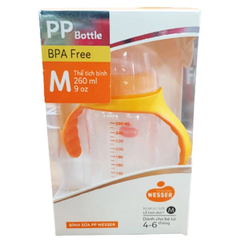 Bình sữa nhựa PP Wesser TBSPPW180 cổ rộng 180 ml (0 - 3 tháng) 4