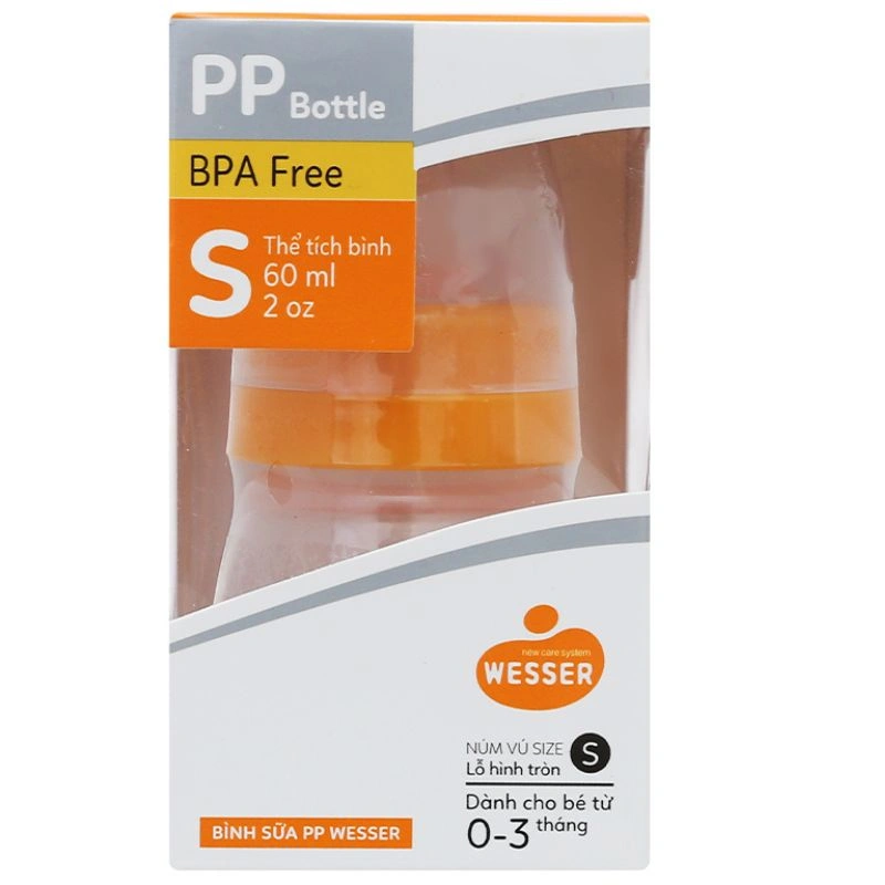 Bình sữa nhựa PP Wesser TBSPPW60 cổ hẹp 60 ml (0 - 3 tháng) 5