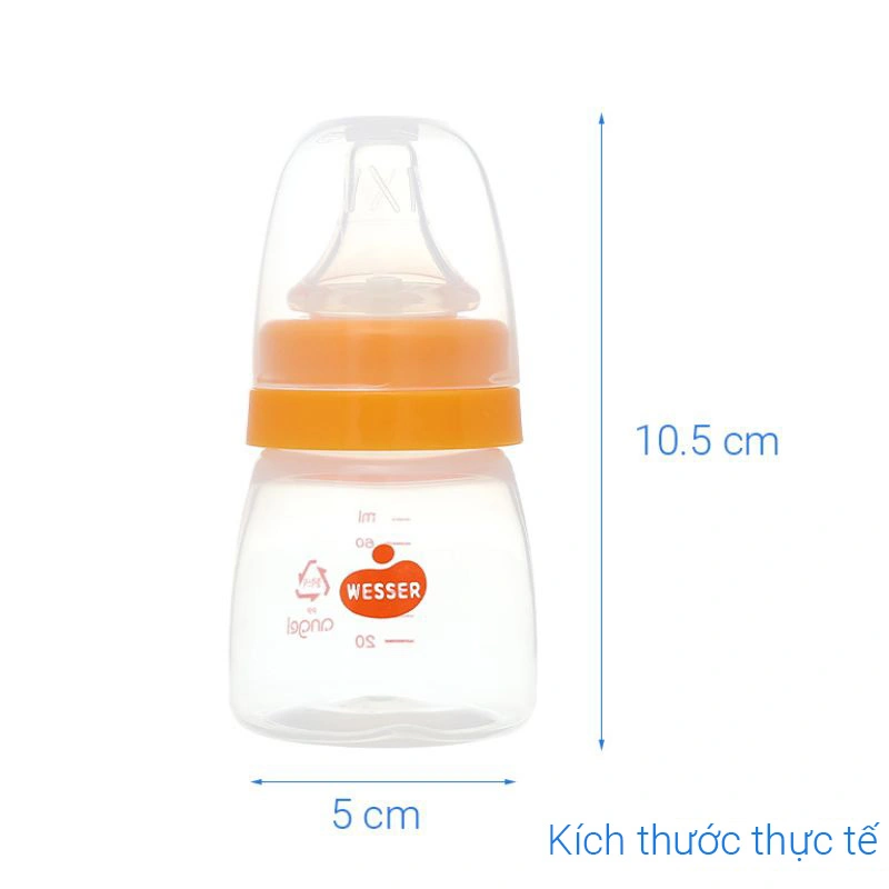 Bình sữa nhựa PP Wesser TBSPPW60 cổ hẹp 60 ml (0 - 3 tháng) 4