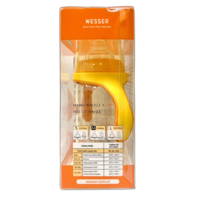 Bình sữa nhựa PPSU Wesser TBSWPP260 cổ rộng 260 ml (4 - 6 tháng) 4