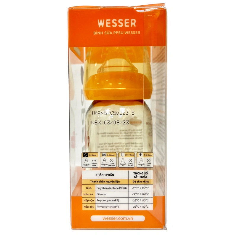 Bình sữa nhựa PPSU Wesser TBSWPP250 cổ hẹp 250 ml (4 - 6 tháng) 11