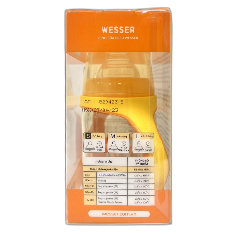 Bình sữa nhựa PPSU Wesser TBSWPP260 cổ rộng 260 ml (4 - 6 tháng) 9