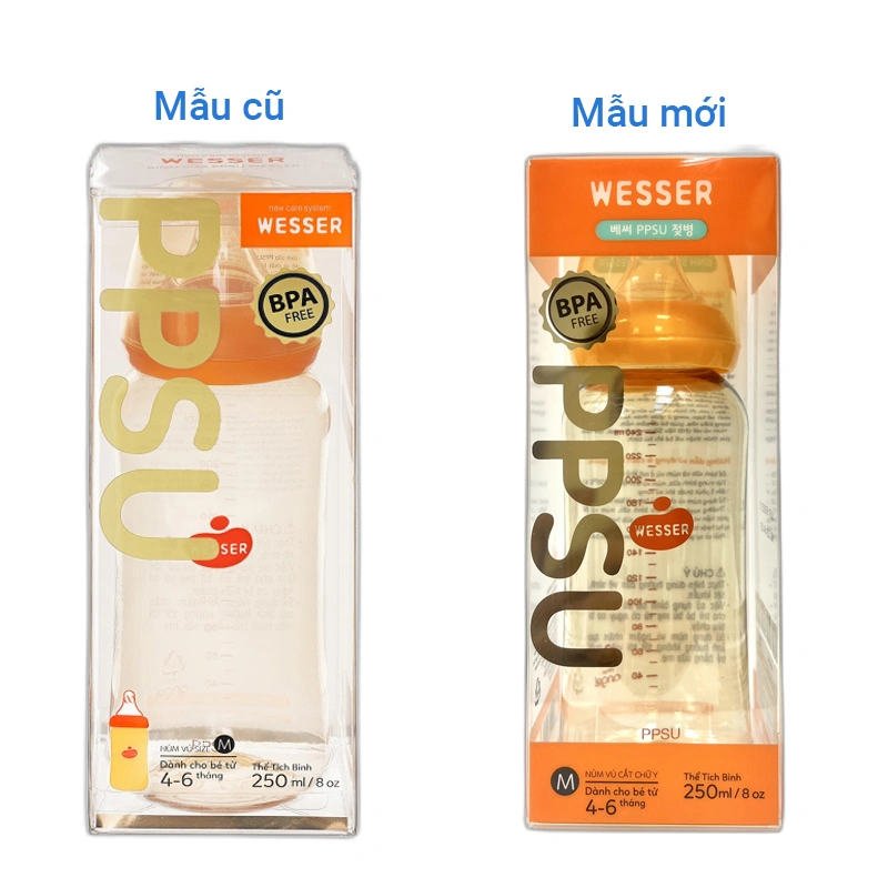 Bình sữa nhựa PPSU Wesser TBSWPP250 cổ hẹp 250 ml (4 - 6 tháng) 2