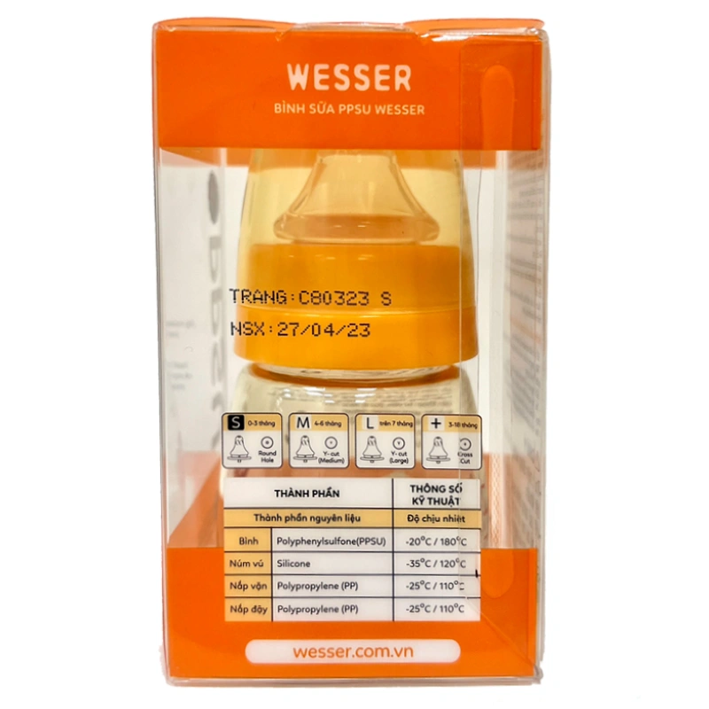 Bình sữa nhựa PPSU Wesser TBSWPP250 cổ hẹp 250 ml (4 - 6 tháng) 19