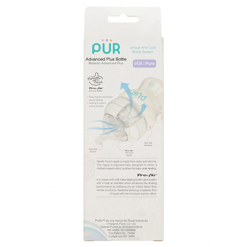 Bình sữa nhựa PP, PE Pur Milk Safe 9812 cổ rộng 250 ml (3 - 6 tháng) 9