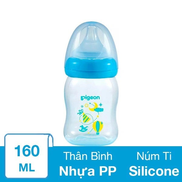 Bình sữa nhựa PP Pigeon Plus cổ rộng 160 ml - Màu xanh (mọi độ tuổi) 1