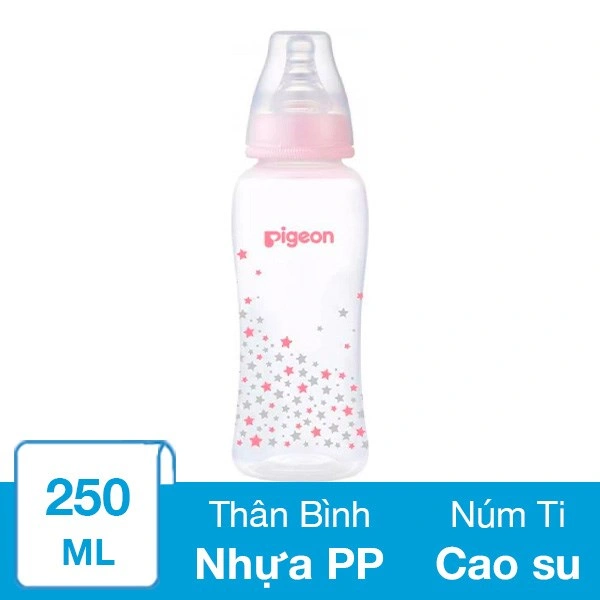 Bình sữa nhựa PP Pigeon Streamline cổ hẹp 250 ml - Màu hồng (từ 4 tháng) 1