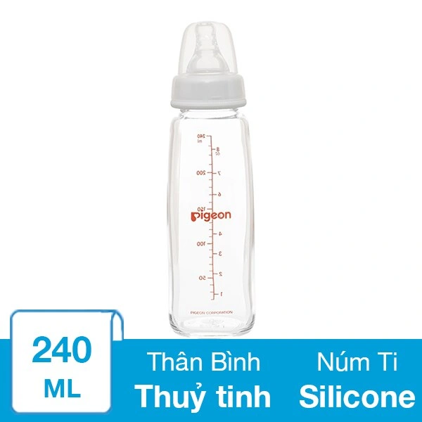 Bình sữa thủy tinh Pigeon cổ hẹp 240 ml (từ 3 tháng) 1
