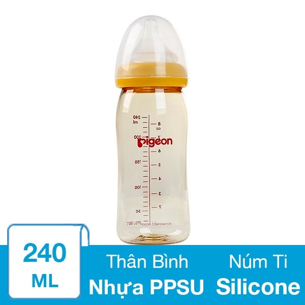Bình sữa nhựa PPSU Pigeon Plus cổ rộng 240 ml (từ 3 tháng) 1