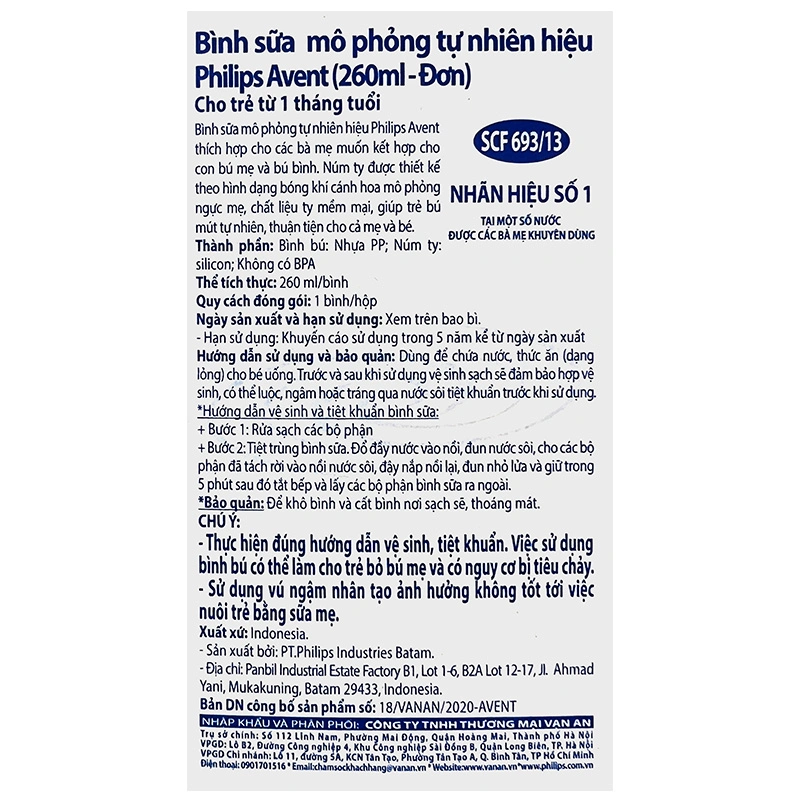 Bình sữa nhựa PP Philips Avent SCF693/13 cổ rộng 260 ml (1 - 6 tháng) 8