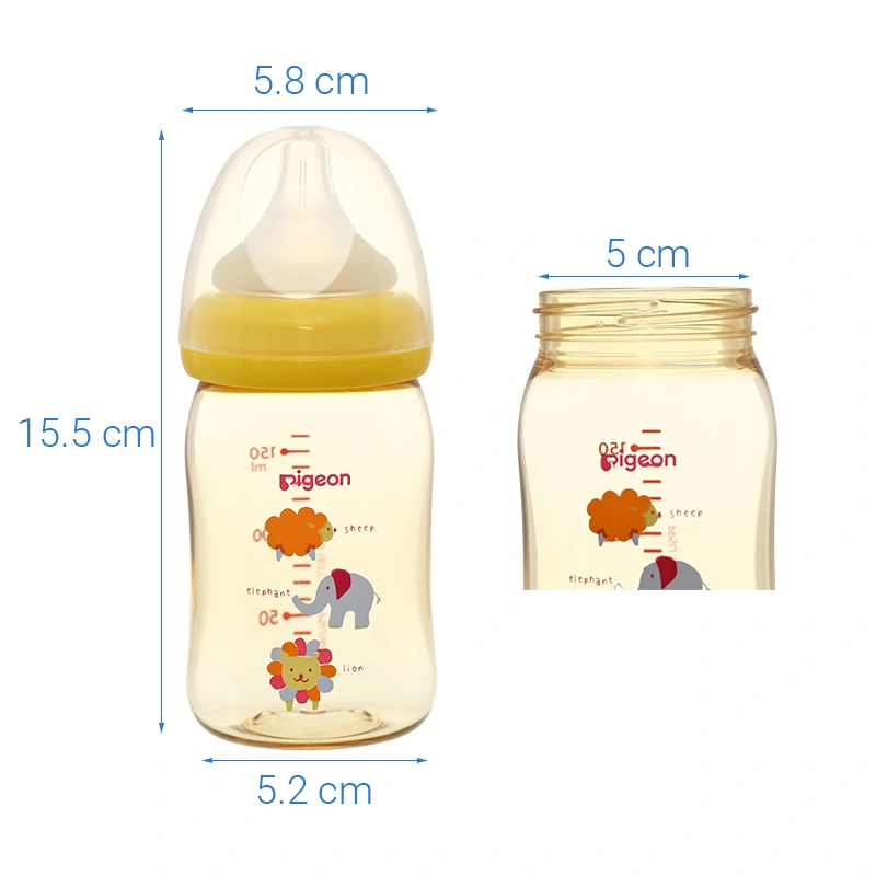 Bình sữa nhựa PPSU Pigeon Plus cổ rộng 160 ml - Hình thú (mọi độ tuổi) 7