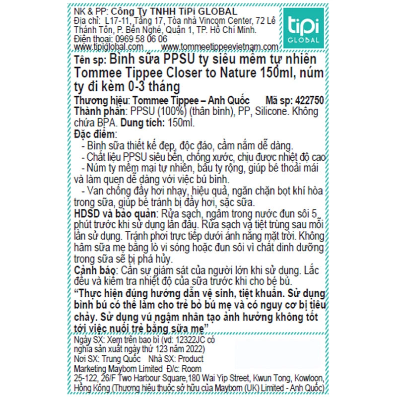Bình sữa nhựa PPSU Tommee Tippee Closer to Nature 422750 cổ rộng 150 ml (0 - 3 tháng) 5
