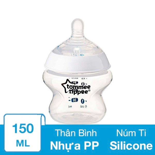Bình sữa nhựa PP Tommee Tippee Closer to Nature 421111 cổ rộng 150 ml (0 - 3 tháng) 1