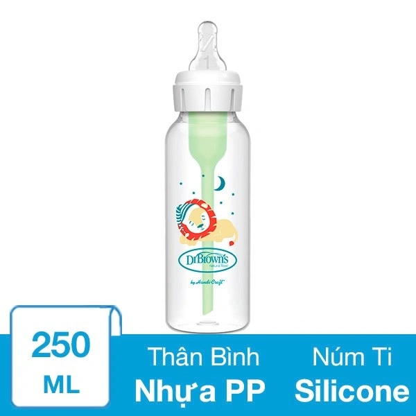 Bình sữa nhựa PP Dr.Browns cổ hẹp 250 ml - Hình sư tử (mọi độ tuổi) 1