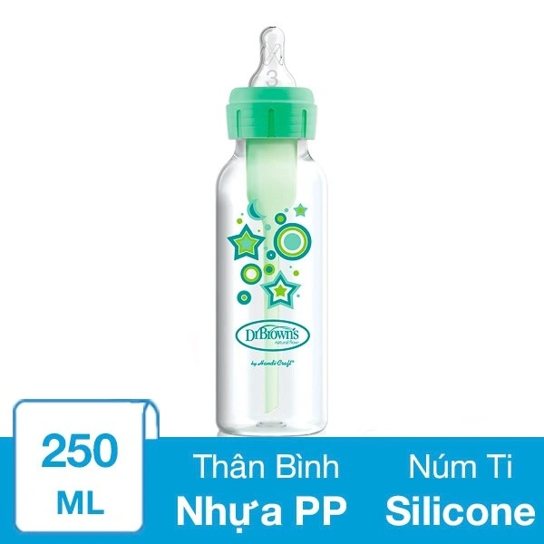 Bình sữa nhựa PP Dr.Brown's cổ hẹp 250 ml - Màu xanh dương (từ 6 tháng) 8
