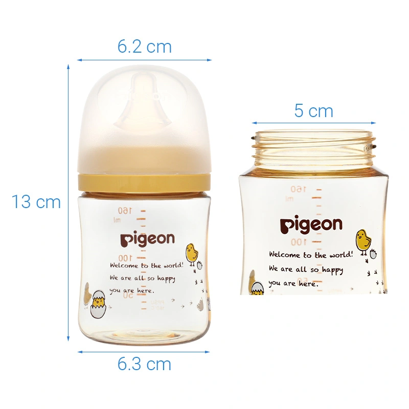 Bình sữa nhựa PPSU Pigeon Plus WN3 cổ rộng phiên bản Nhật 160 ml - Hình gà con (0 - 3 tháng) 9