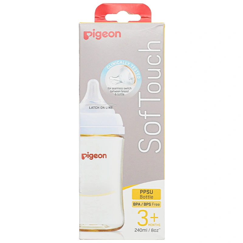 Bình sữa nhựa PPSU Pigeon Softouch Plus WN3 cổ rộng 160 ml (0 - 3 tháng) 24