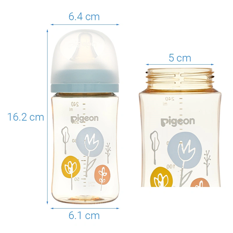 Bình sữa nhựa PPSU Pigeon Plus WN3 cổ rộng phiên bản Nhật 240 ml - Hình hoa (từ 3 tháng) 8