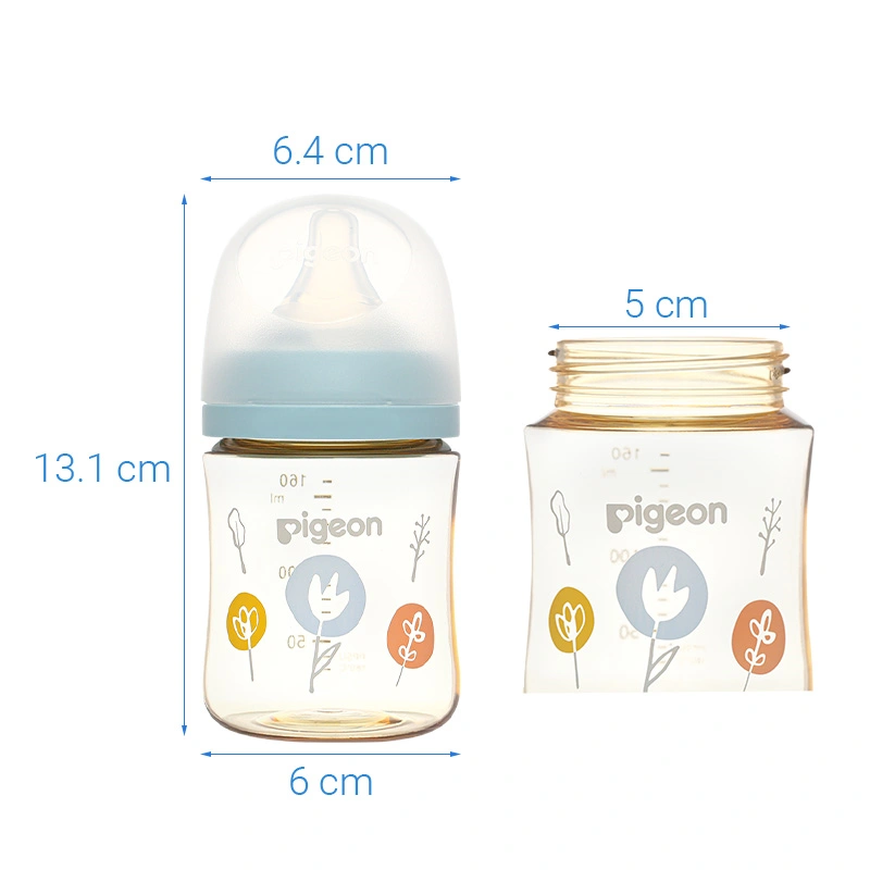 Bình sữa nhựa PPSU Pigeon Plus WN3 cổ rộng phiên bản Nhật 160 ml - Hình hoa (0 - 3 tháng) 8