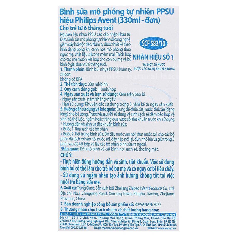 Bình sữa nhựa PPSU Philips Avent SCF583/10 cổ rộng 330 ml (từ 6 tháng) 12