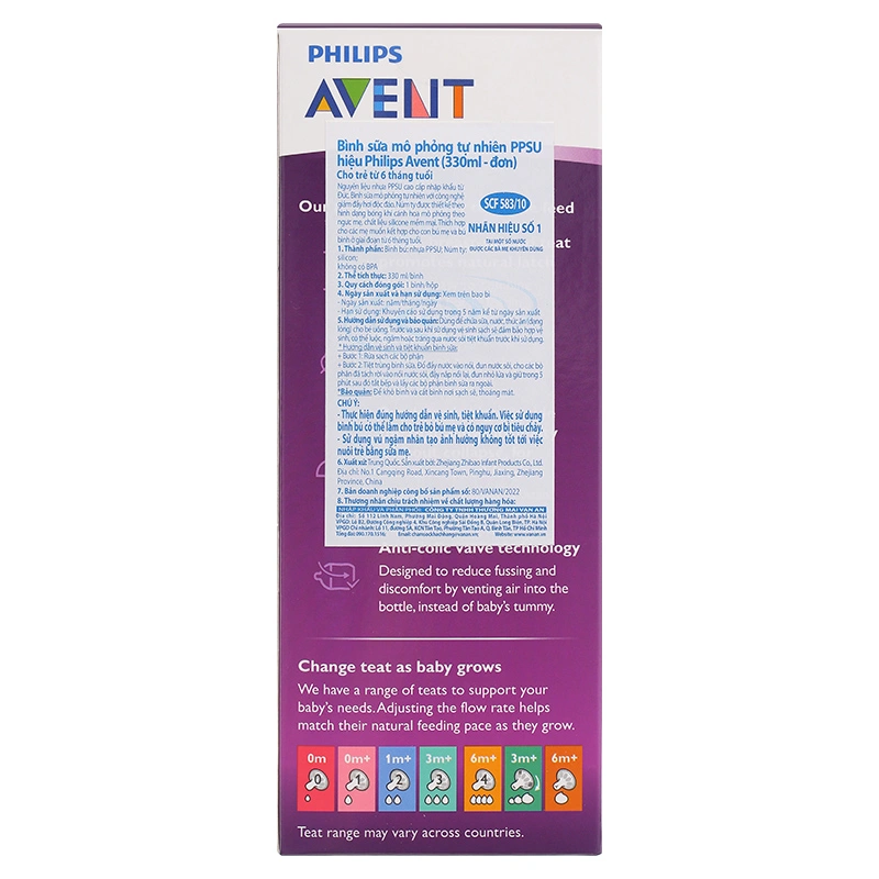 Bình sữa nhựa PPSU Philips Avent SCF583/10 cổ rộng 330 ml (từ 6 tháng) 9