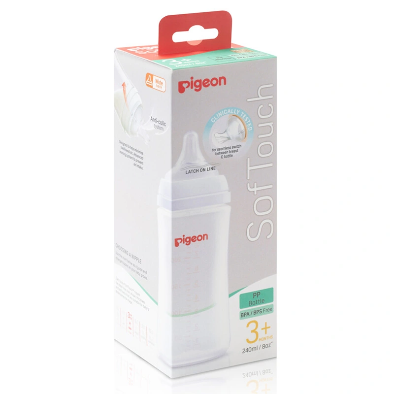 Bình sữa nhựa PP Pigeon Softouch Plus WN3 cổ rộng 240 ml (từ 3 tháng) 4