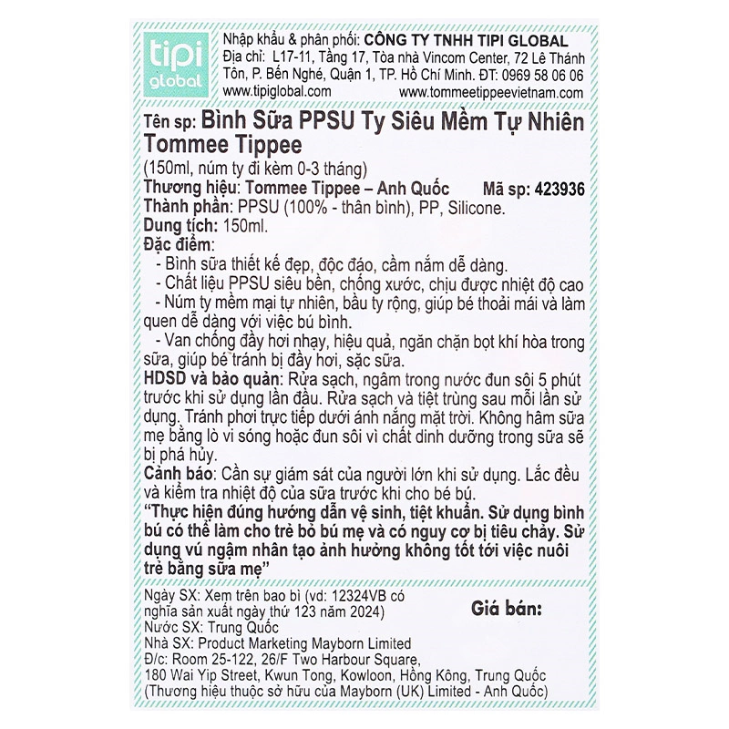 Bình sữa nhựa PPSU Tommee Tippee Natural Start 423936 cổ rộng 150 ml (0 - 3 tháng) 13