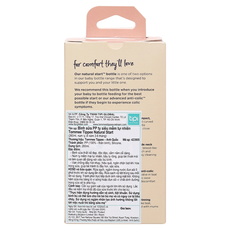 Bình sữa nhựa PP Tommee Tippee Natural Start 423901 cổ rộng 150 ml (0 - 3 tháng) 20